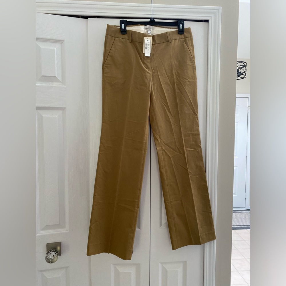 NWT J Crew Cafe Trousers Size 6 khaki color 32 inseam 41 1/2 long